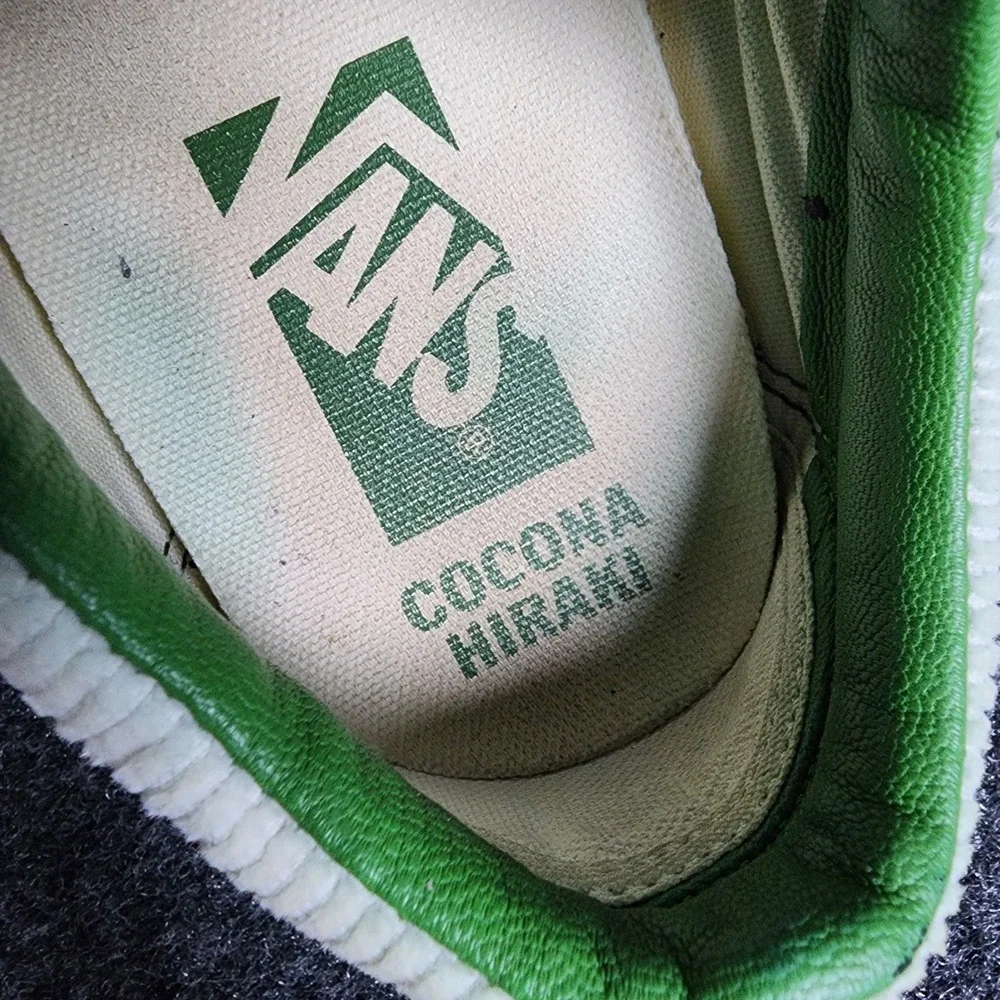 Vans Cocona Hiraki Old Skool Skate Shoes Women 7.5 Cream Green Corduroy  Suede